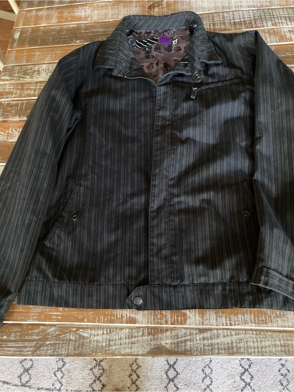 Volcom Men's Black Pinstripe Lightweight Jacket